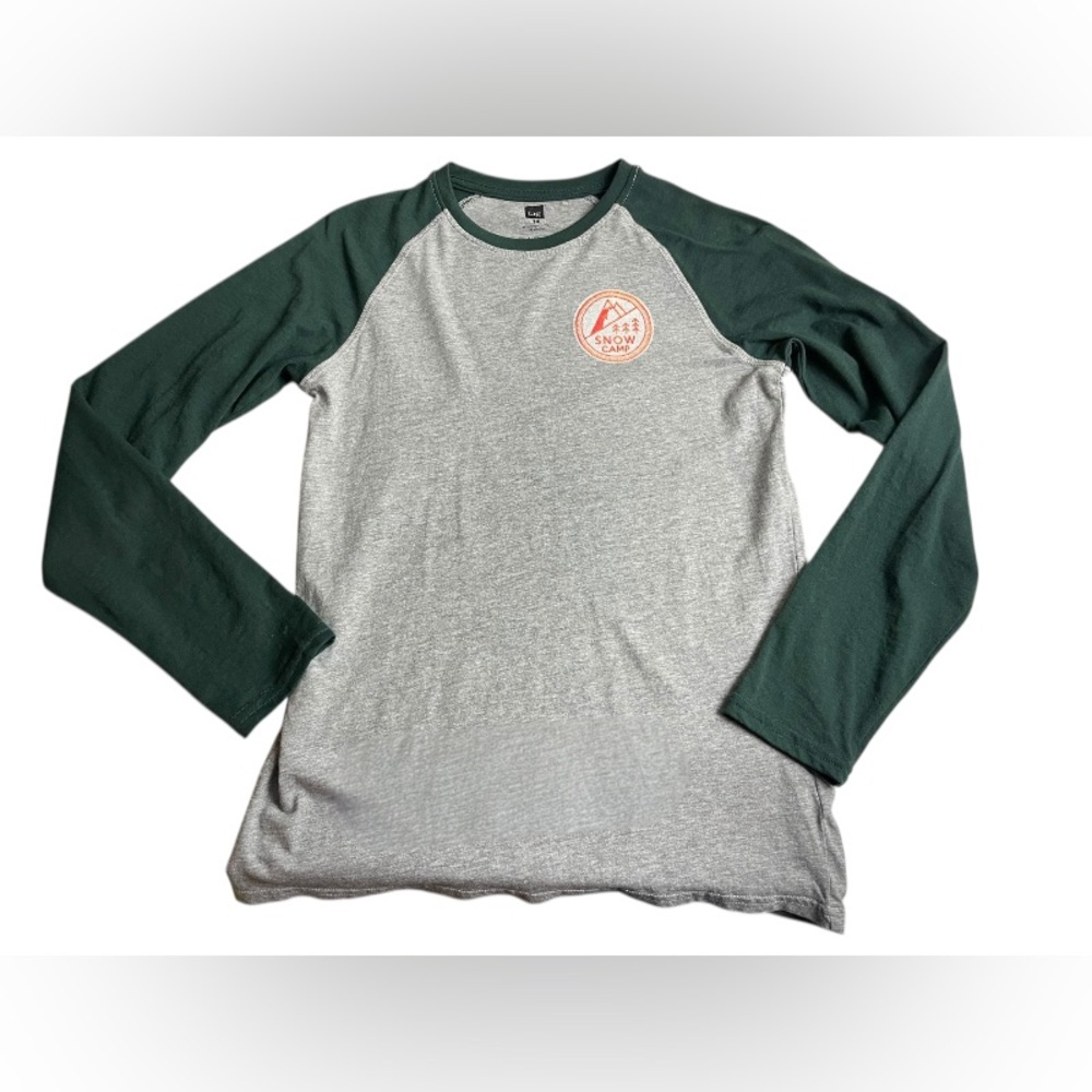 Tag Kids Green and Gray Long Sleeve Tee stretch Snow camp montagne